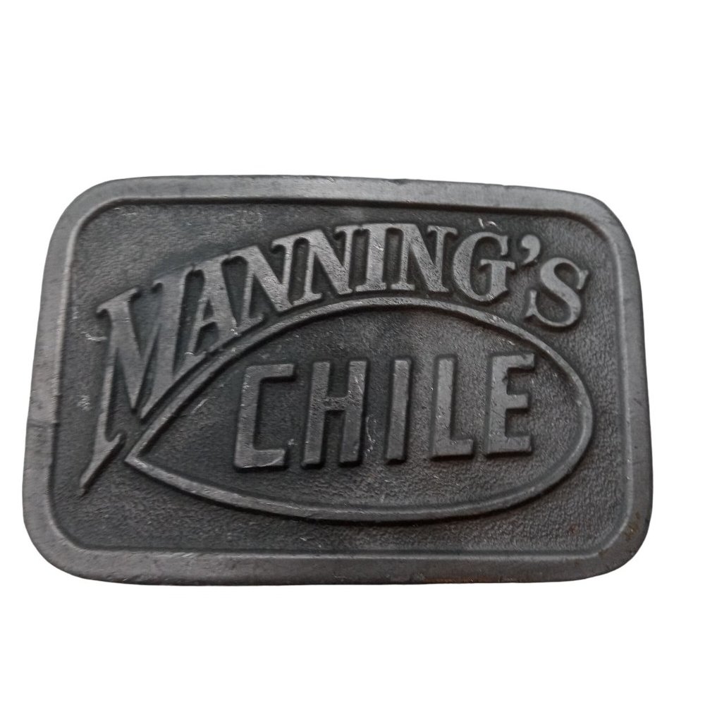 Mannings Chile Belt Buckle Vintage Chili Brick Food Foodie Advertising Promo